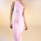 One Shoulder Maxi Dress in Pink