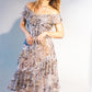 Frill Maxi Dress in Silver Current