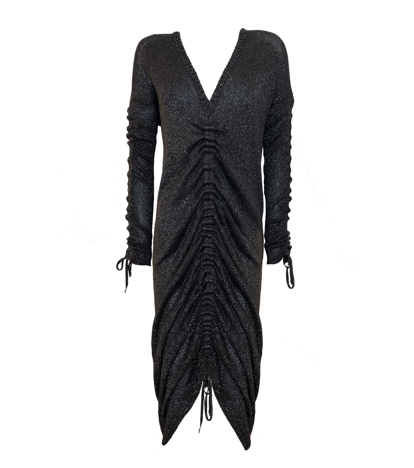 The Knitted Party Dress in Metallic Black
