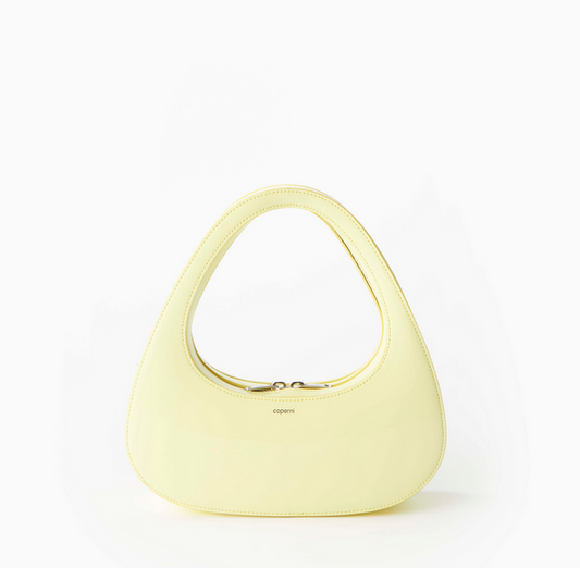 Patent Baguette Swipe Bag - Light Yellow